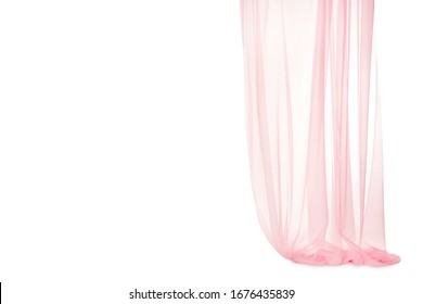 Tender Pink Silk Curtain On White Background