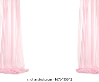 Tender Pink Silk Curtain On White Background