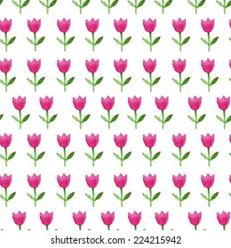 tender seamless  pattern with watercolor pink tulips - Shutterstock ID 224215942