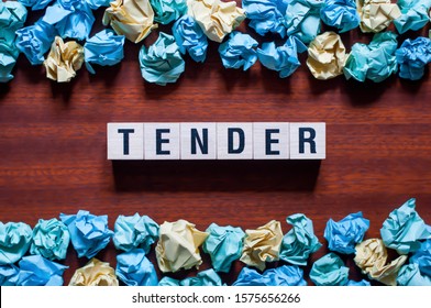 Tender word concept on cubes