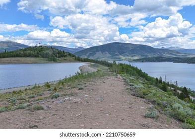 Tenderfoot mountain scenic view from the trail along old Dillon Reservoir (Silverthorne, Colorado) - Shutterstock ID 2210750659