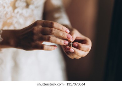 Tendreness Bride Wearing Wedding Ring On Her Finger