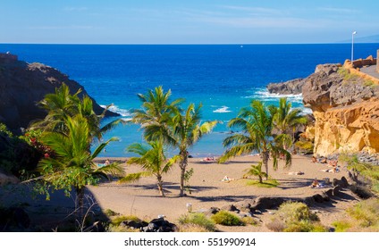 Tenerife Callao Salvaje Sandy Beach With Palms