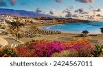 Tenerife, Canary Islands, Spain. Scenic landscape Costa Adeje beach.