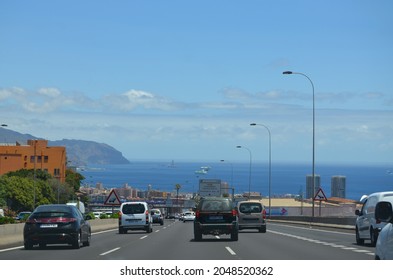 Tenerife, Spain, 18.08.2018, Trafic On The Highway In Tenerife