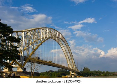 Tenggarong Bridge, Kutai Kartanegara With A Clear Blue Sky