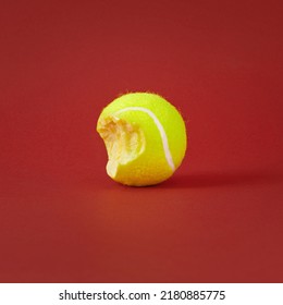 Tennis ball and green apple digital compositing on the red background. Creative sport and healthy lifestyle concept. - Powered by Shutterstock