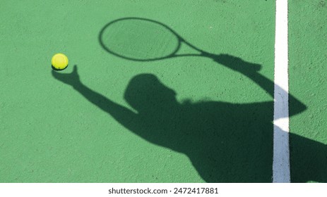 Tennis ball on blue tennis court. the concept of a sporty lifestyle. - Powered by Shutterstock