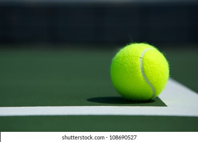 Tennis Ball On The Court Close Up