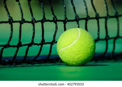 Tennis Ball On The Court Close Up