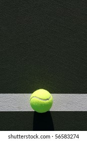 Tennis Ball On The Court With Room For Copy Above