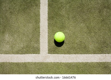 tennis ball and white line