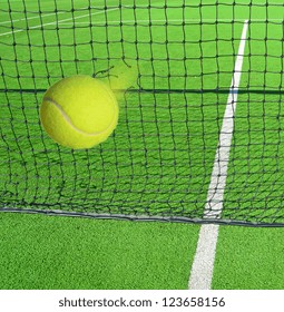 Tennis Ball Yellow Broken Net Sports