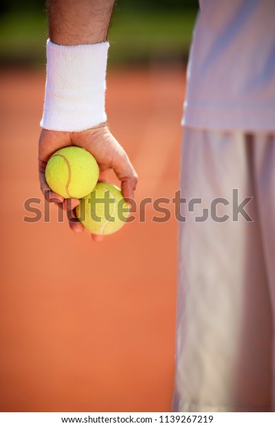 Tennis Balls Tennis Players Hand On Sports Recreation Stock Image