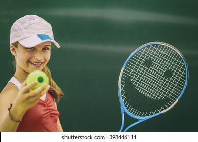 Tennis beautiful young girl player.