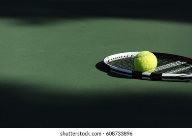 tennis court with ball