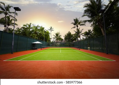 a tennis court, the Seychelles islands