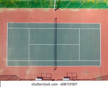 Tennis Court - Top Down Aerial View