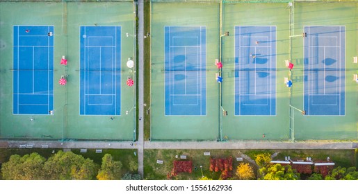 Tennis Courts Top View By Drone Stock Photo (Edit Now) 1556162936