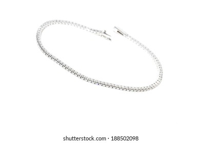 Tennis Diamond Bracelets On A White Background