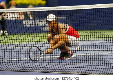 Tennis player at the court during doubles match