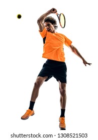 Tennis Player Man Silhouette Isolated White Background