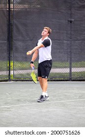 Tennis Player Ryan Harrison Plays At The Midtown Athletic Club Tennis Tournament At Weston Florida On July 1st, 2021