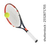 Tennis racket with ball isolated on white