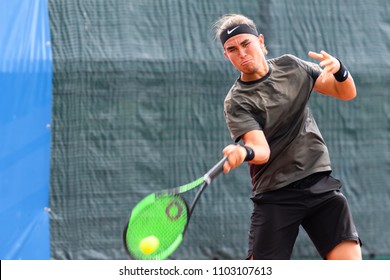 Tennis - Singapore ITF Men's Futures - SGP F2 (Men), Collin Altamirano In Action During The Match Played, Taken On 26 May 2018 At Kallang Tennis Centre, Singapore.