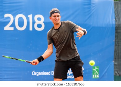 Tennis - Singapore ITF Men's Futures - SGP F2 (Men), Collin Altamirano In Action During The Match Played, Taken On 26 May 2018 At Kallang Tennis Centre, Singapore.