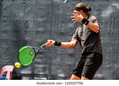 Tennis - Singapore ITF Men's Futures - SGP F2 (Men), Collin Altamirano In Action During The Match Played, Taken On 26 May 2018 At Kallang Tennis Centre, Singapore.