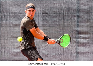 Tennis - Singapore ITF Men's Futures - SGP F2 (Men), Collin Altamirano In Action During The Match Played, Taken On 26 May 2018 At Kallang Tennis Centre, Singapore.