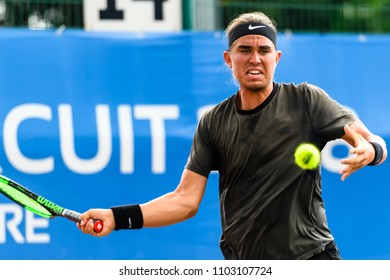 Tennis - Singapore ITF Men's Futures - SGP F2 (Men), Collin Altamirano In Action During The Match Played, Taken On 26 May 2018 At Kallang Tennis Centre, Singapore.