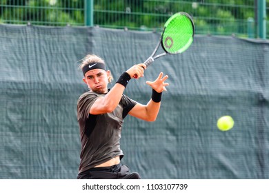 Tennis - Singapore ITF Men's Futures - SGP F2 (Men), Collin Altamirano In Action During The Match Played, Taken On 26 May 2018 At Kallang Tennis Centre, Singapore.