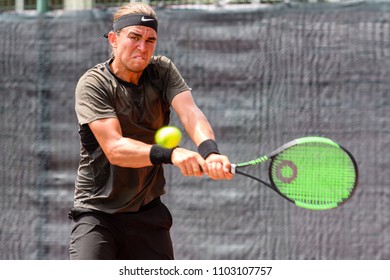 Tennis - Singapore ITF Men's Futures - SGP F2 (Men), Collin Altamirano In Action During The Match Played, Taken On 26 May 2018 At Kallang Tennis Centre, Singapore.