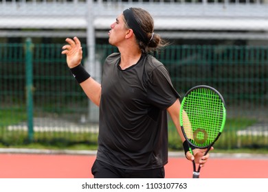 Tennis - Singapore ITF Men's Futures - SGP F2 (Men), Collin Altamirano Reaction During The Match Played, Taken On 26 May 2018 At Kallang Tennis Centre, Singapore.