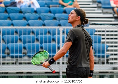 Tennis - Singapore ITF Men's Futures - SGP F2 (Men), Collin Altamirano Reaction During The Match Played, Taken On 26 May 2018 At Kallang Tennis Centre, Singapore.