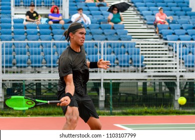 Tennis - Singapore ITF Men's Futures - SGP F2 (Men), Collin Altamirano In Action During The Match Played, Taken On 26 May 2018 At Kallang Tennis Centre, Singapore.