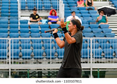 Tennis - Singapore ITF Men's Futures - SGP F2 (Men), Collin Altamirano Reaction During The Match Played, Taken On 26 May 2018 At Kallang Tennis Centre, Singapore.