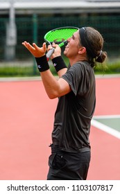 Tennis - Singapore ITF Men's Futures - SGP F2 (Men), Collin Altamirano Reaction During The Match Played, Taken On 26 May 2018 At Kallang Tennis Centre, Singapore.