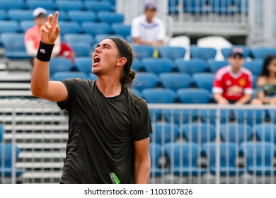 Tennis - Singapore ITF Men's Futures - SGP F2 (Men), Collin Altamirano Reaction During The Match Played, Taken On 26 May 2018 At Kallang Tennis Centre, Singapore.