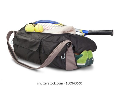 Tennis sports bag. With the racket and tennis ball. - Powered by Shutterstock