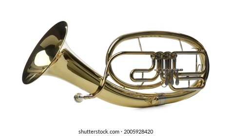 Tenor horn isolated on white. Wind musical instrument