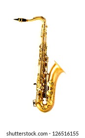 Tenor sax golden saxophone isolated on white background - Shutterstock ID 126516155