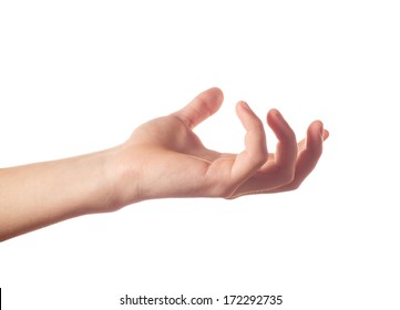 Tense Human Hand Isolated