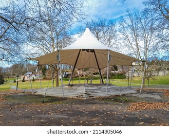 Tent with access stairs for outdoor Mass