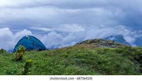 Tent, Blown Away By The Wind, In The Mountains