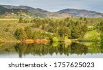 tent camp on a shore of Horsetooth Reservoir in northern Colorado, a popular recreation desination in Fort Collins area, summer morning scenery