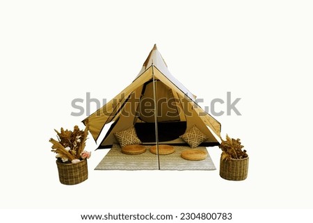 Tent for camping white background Suitable for hiking and camping activities