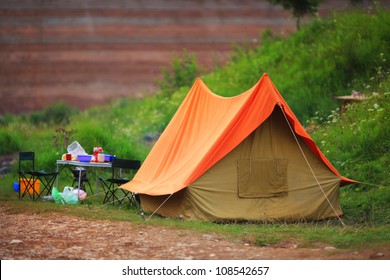 tent on the old nature, scout camp